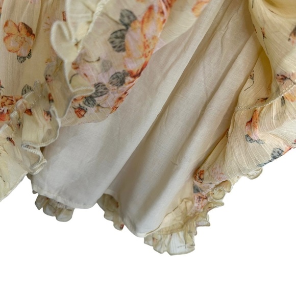 Coco + Jaimeson Floral Chiffon Smocked Waist Dress Sz Medium Pale Yellow - Picture 6 of 9